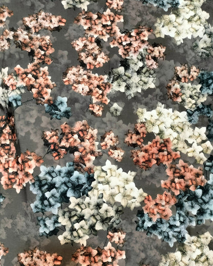 Blossom motif on BSY fabric in close up