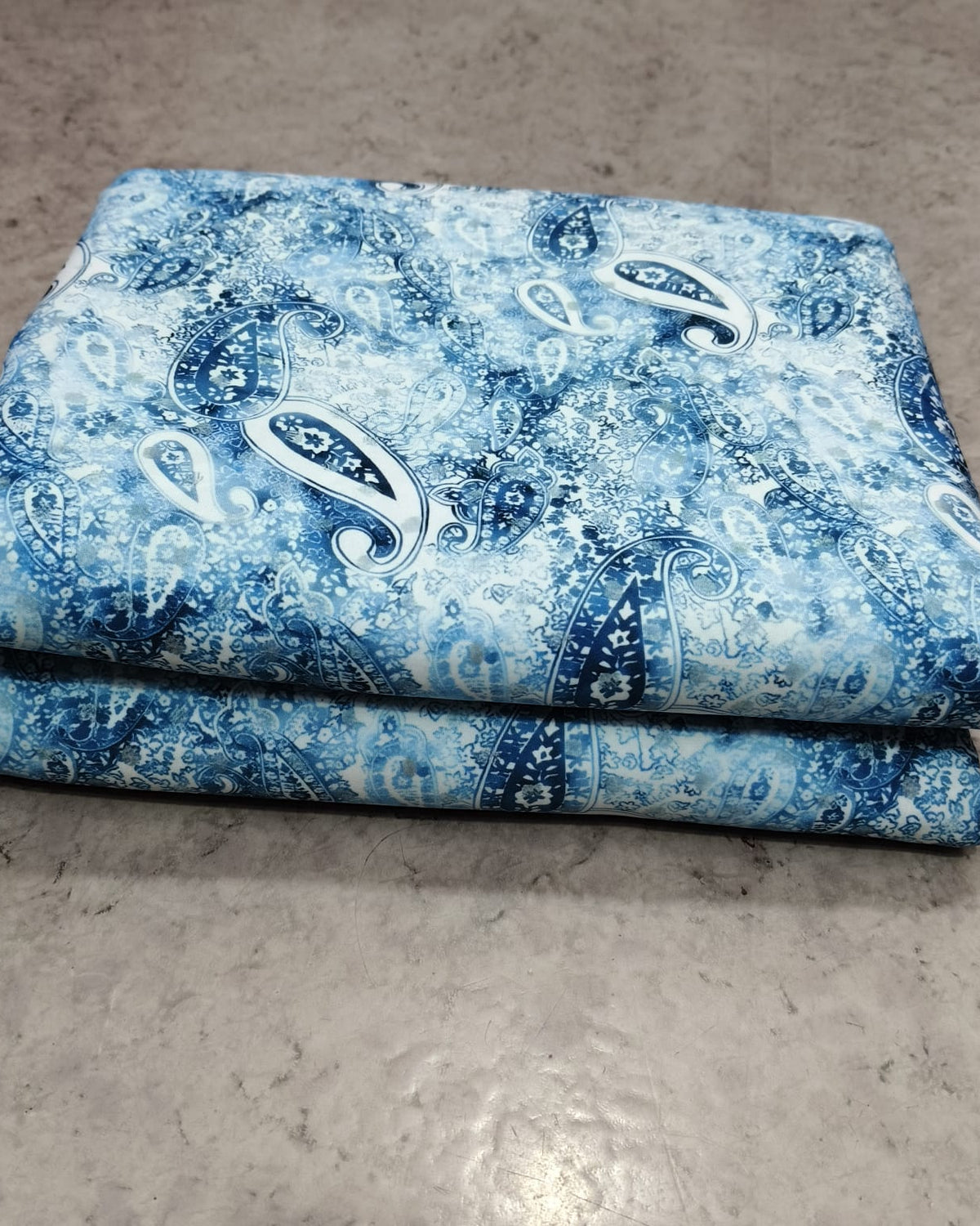 Blue floral micro crepe two piece set, 4.70 metres total