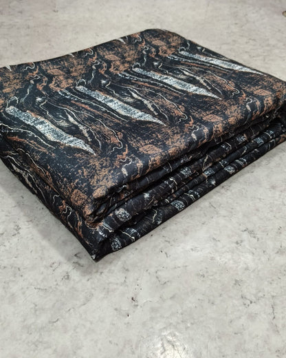Grey and blue marble moss fabric shown full width