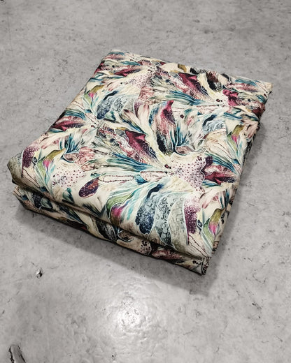 Marble abstract moss dress material folded into a cut piece