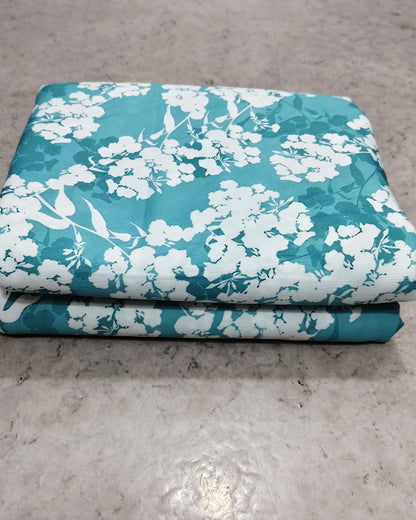 Teal blossom micro crepe cut piece, 2.30 metre length